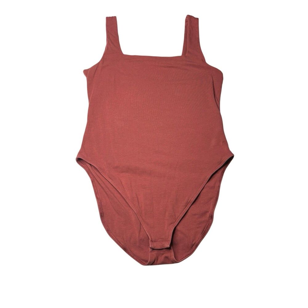 Old Navy Square Neck Tank Top Bodysuit Wide Straps Orange Brown Womens Large